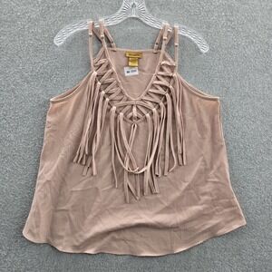 Wrangler Women Tank Top M Blush Fringe LW6720K V-Neck READ